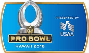 Image of National Football League Pro Bowl 2016 logo next to USAA eagle logo | The-Military-Guide.com