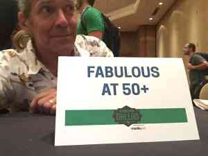 Image of Doug Nordman The-Military-Guide.com at FinCon17 table for a meetup of bloggers who are "Fabulous at 50+" | The-Military-Guide.com