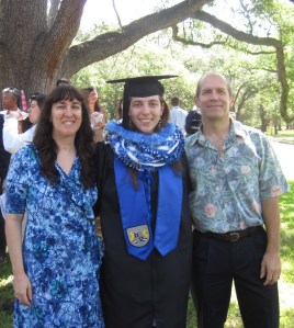 You can always spot a Hawaii student at a graduation ceremony. Image of Marge, Carol, and Doug Nordman at Carol's college graduation. | The-Military-Guide.com