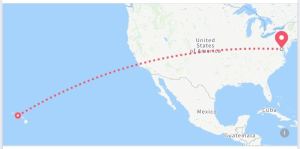 Image of Facebook flight path from Honolulu to Washington DC for Nordman trip in 2019 | The-Military-Guide.com