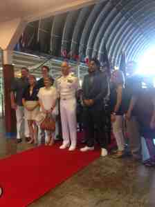 Image of USS ARIZONA Memorial USAA tour group including COMPACFLT Admiral Swift and NFL football player Hau'oli Kikaha | The-Military-Guide.com