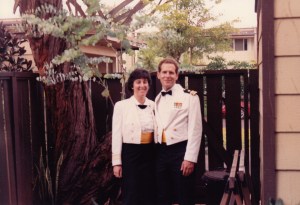 We didn't know it at the time of this photo, but my sea-duty days had ended and hers were about to begin. Image of Marge & Doug Nordman in full dress uniform for a Navy ball. | The-Military-Guide.com