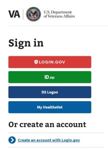 This should link to the VA's discussion of Medicare coordination with VA disability benefits. Image of login screen for the U.S. Department of Veterans Affairs using Login .gov or ID .me | MilitaryFinancialIndependence.com